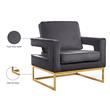Pemberly Row Modern Gray Velvet Accent Chair with Gold Iron Base