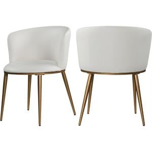 Pemberly Row Modern White Vegan Leather Dining Chair (Set of 2)
