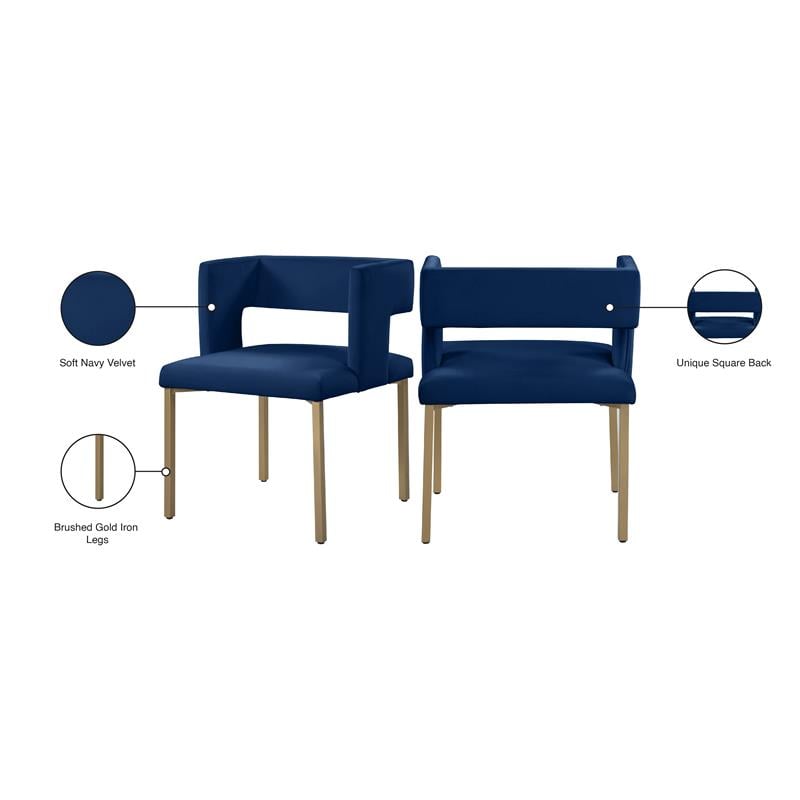 Pemberly Row Contemporary Navy Velvet Dining Chair (Set of 2)