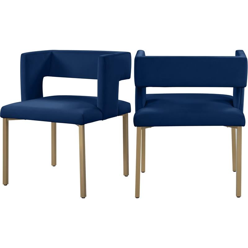 Pemberly Row Contemporary Navy Velvet Dining Chair (Set of 2)