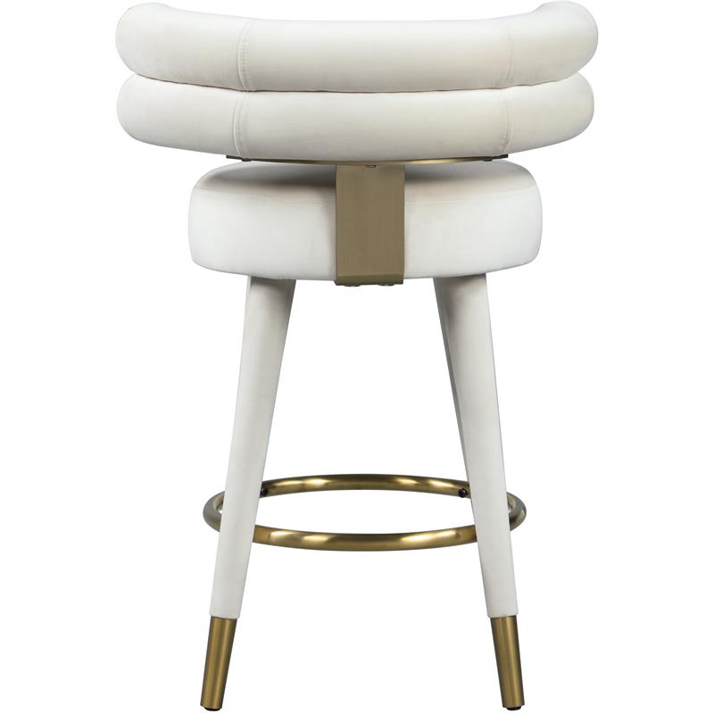 Pemberly Row Contemporary Cream Velvet Counter Stool (Set of 2)