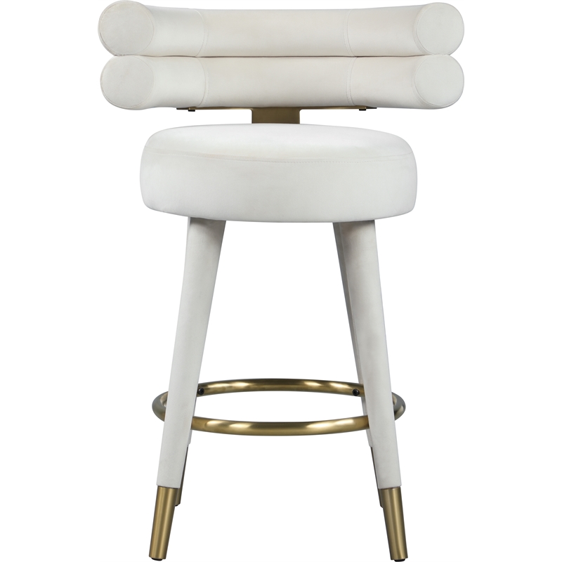Pemberly Row Contemporary Cream Velvet Counter Stool (Set of 2)
