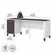 Pemberly Row 72W Office Desk with Drawers in White and Storm Gray - Wood