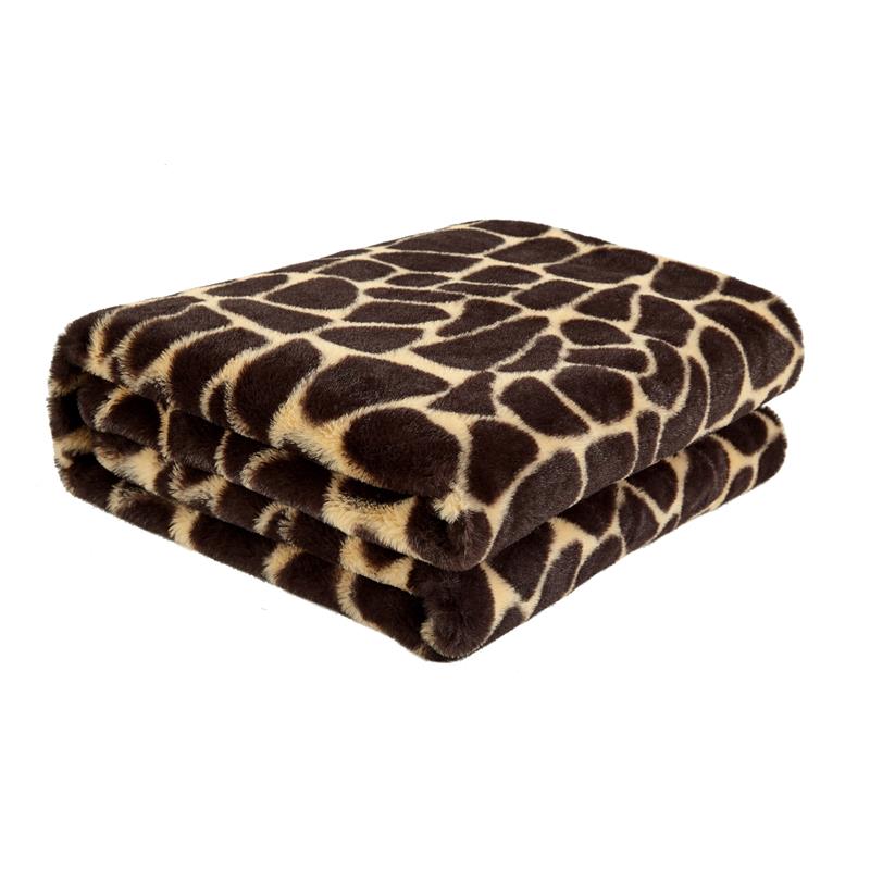 Pemberly Row Giraffe Brown Polyester Microfiber 50 In x 60 In Fur in Brown