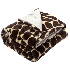 Pemberly Row Giraffe Brown Polyester Microfiber 50 In x 60 In Fur in Brown