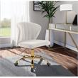 Pemberly Row Swivel Adjustable Cream Velvet and Gold Office Chair