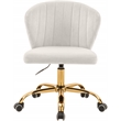 Pemberly Row Swivel Adjustable Cream Velvet and Gold Office Chair