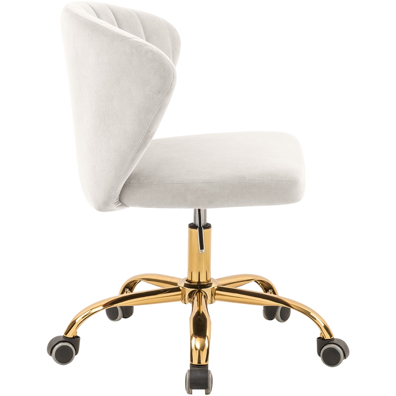 Pemberly Row Swivel Adjustable Cream Velvet and Gold Office Chair