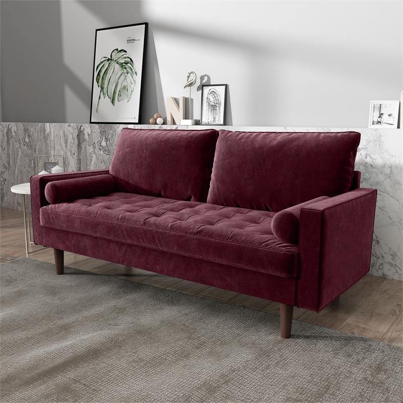 Pemberly Row Modern / Contemporary Velvet Living Room Sofa In Rosy