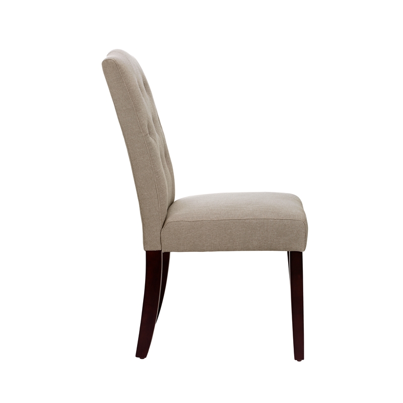 Pemberly Row Tufted Dining or Living Room Accent Chair in Taupe
