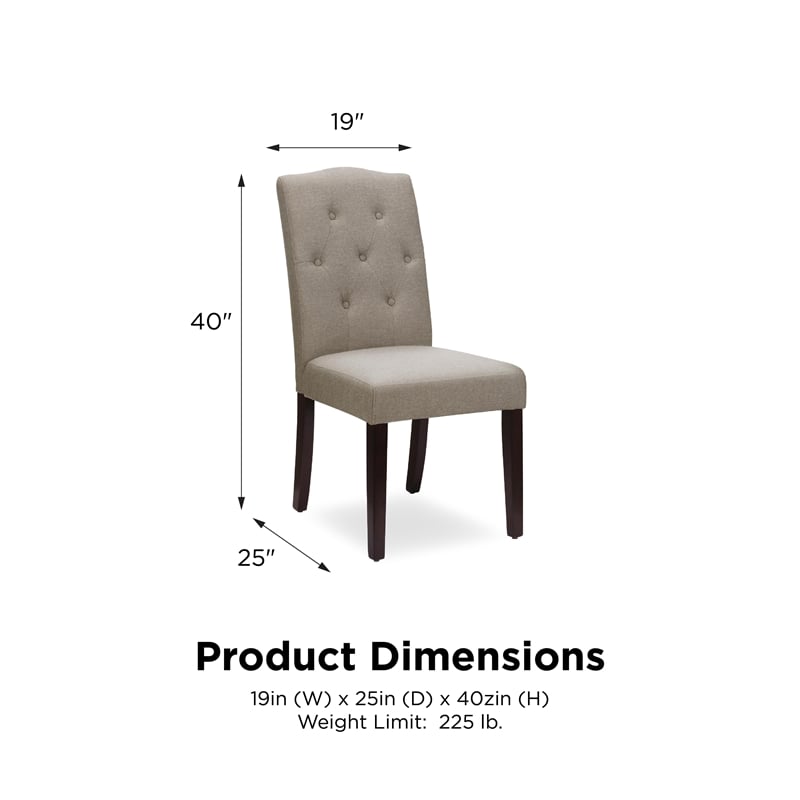 Pemberly Row Tufted Dining or Living Room Accent Chair in Taupe