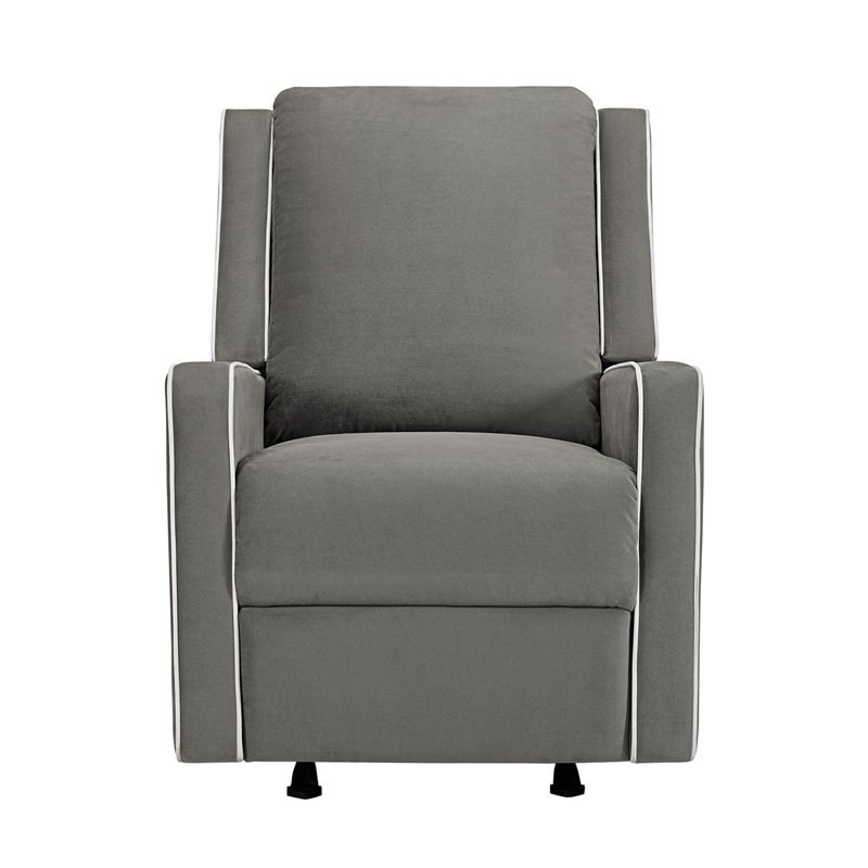 Pemberly Row Rocker Recliner Chair in Pocket Coil Seating in Gray Linen