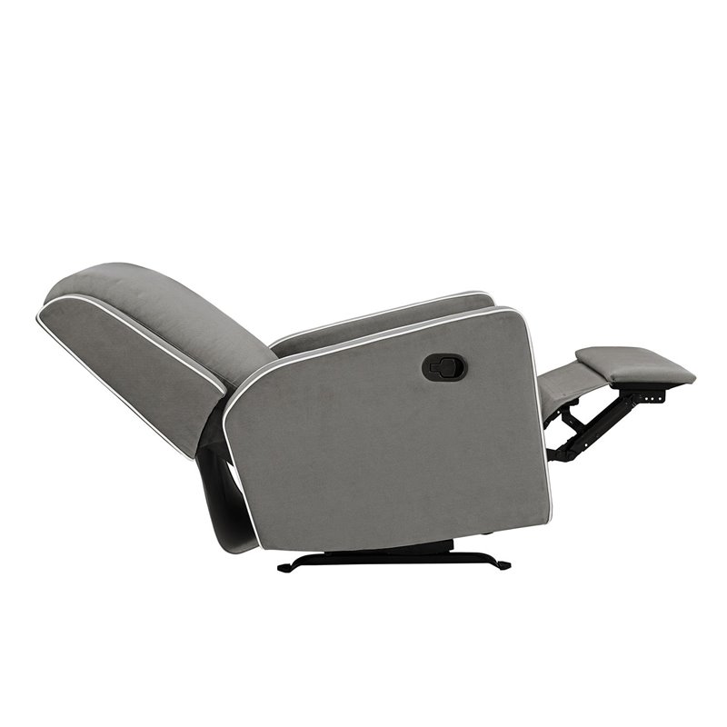 Pemberly Row Rocker Recliner Chair in Pocket Coil Seating in Gray Linen