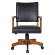 Pemberly Row Deluxe Wood Bankers Chair in Black Faux Leather