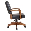 Pemberly Row Deluxe Wood Bankers Chair in Black Faux Leather