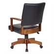 Pemberly Row Deluxe Wood Bankers Chair in Black Faux Leather