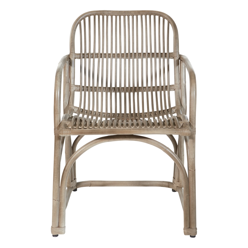 Pemberly Row Chair with Gray Wash Rattan Frame and Sled Base Fully Assembled