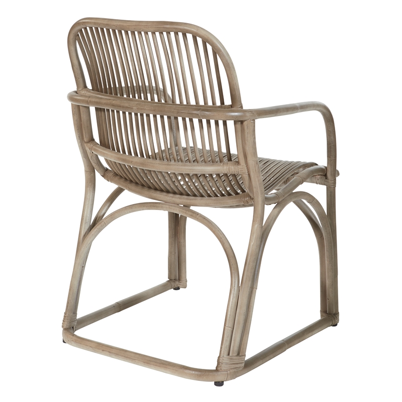 Pemberly Row Chair with Gray Wash Rattan Frame and Sled Base Fully Assembled