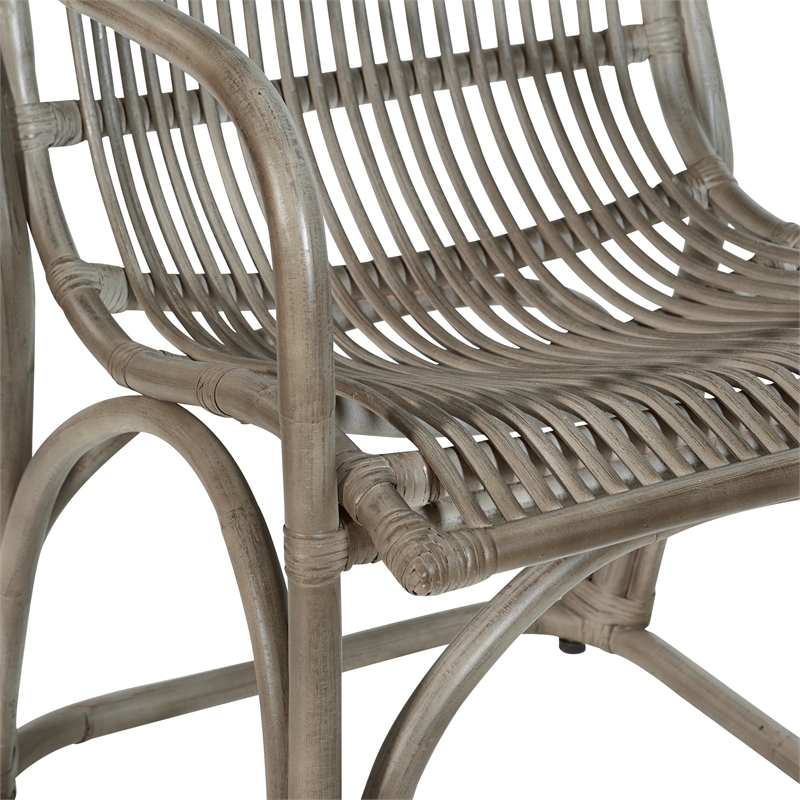 Pemberly Row Chair with Gray Wash Rattan Frame and Sled Base Fully Assembled