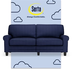 Pemberly Row 73&quot Rolled Arm Sofa with Removable Covers Navy Blue