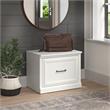 Pemberly Row 24W Small Shoe Bench with Drawer in White Ash - Engineered Wood