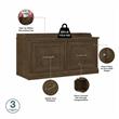 Pemberly Row 40W Shoe Storage Bench with Doors in Ash Brown - Engineered Wood