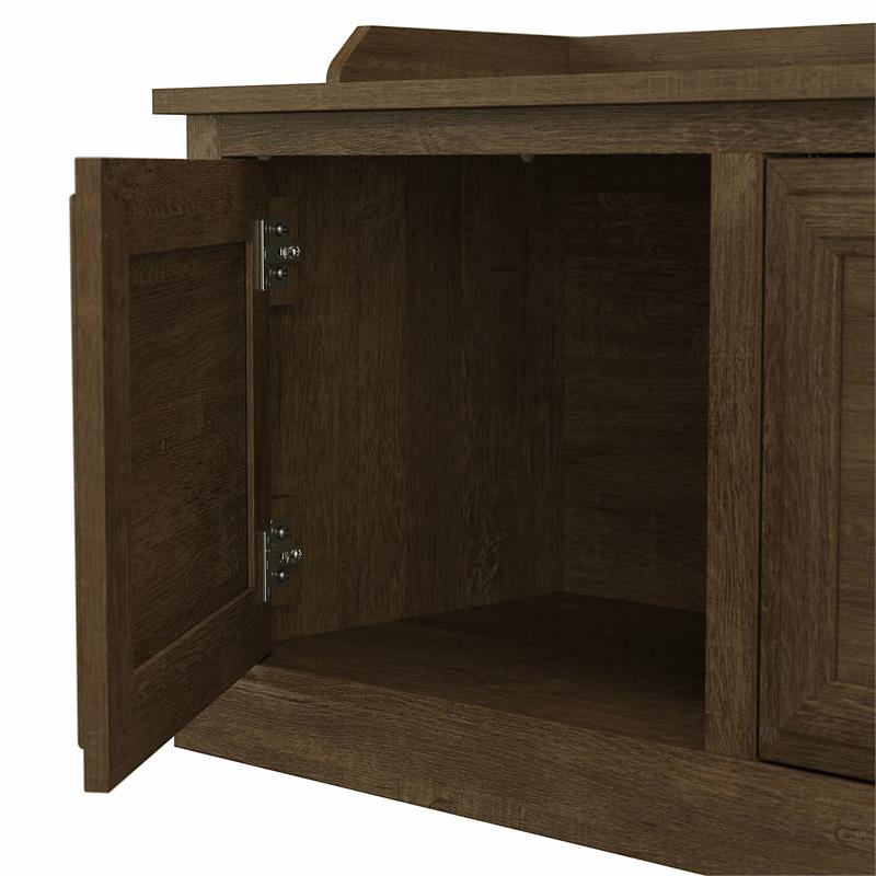 Pemberly Row 40W Shoe Storage Bench with Doors in Ash Brown - Engineered Wood