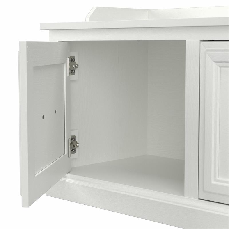 Pemberly Row 40W Shoe Storage Bench with Doors in White Ash - Engineered Wood