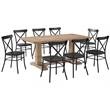 Pemberly Row 9-piece Wood Dining Set in Matte Black/Rustic Brown