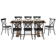 Pemberly Row 9-piece Wood Dining Set in Matte Black/Rustic Brown