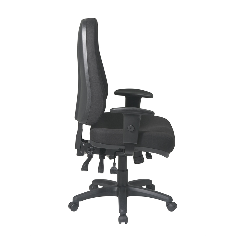 Pemberly Row High Back Multi Function Ergonomic Chair in Black Fabric