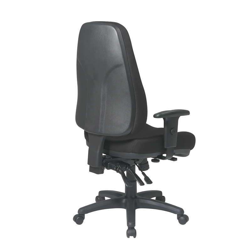 Pemberly Row High Back Multi Function Ergonomic Chair in Black Fabric