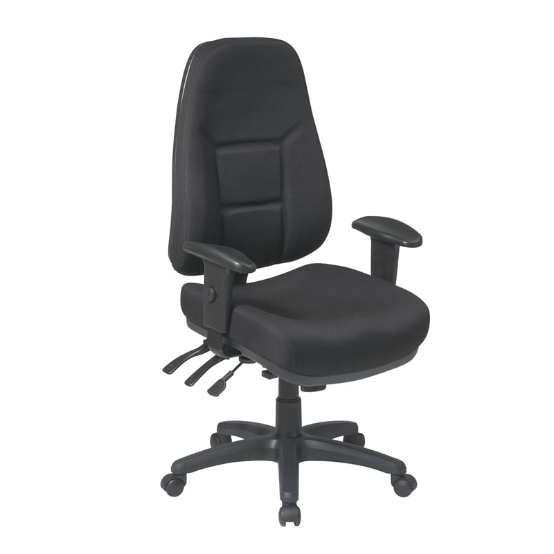 Pemberly Row High Back Multi Function Ergonomic Chair in Black Fabric
