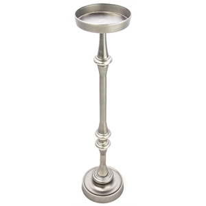 Pemberly Row Traditional Iron Metal Side Table in Brushed Silver