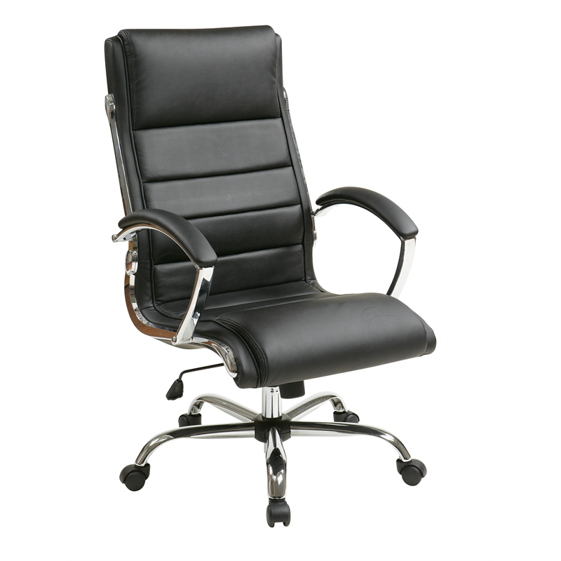 Pemberly Row Executive Chair with Thick Padded Black Faux Leather Seat