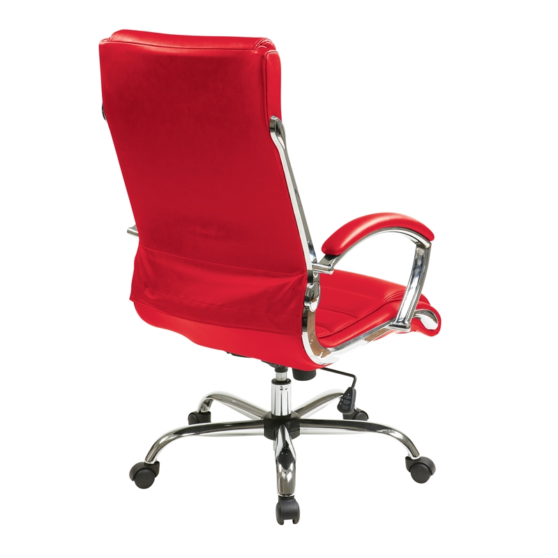 Pemberly Row Executive Chair with Thick Padded Red Faux Leather Seat