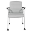 Pemberly Row Guest Chair in Gray Faux Leather with Chrome Frame