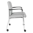 Pemberly Row Guest Chair in Gray Faux Leather with Chrome Frame
