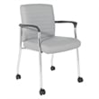 Pemberly Row Guest Chair in Gray Faux Leather with Chrome Frame