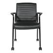 Pemberly Row Guest Chair with Black Faux Leather and Black Frame