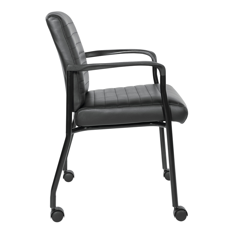 Pemberly Row Guest Chair with Black Faux Leather and Black Frame
