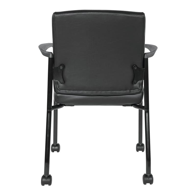 Pemberly Row Guest Chair with Black Faux Leather and Black Frame