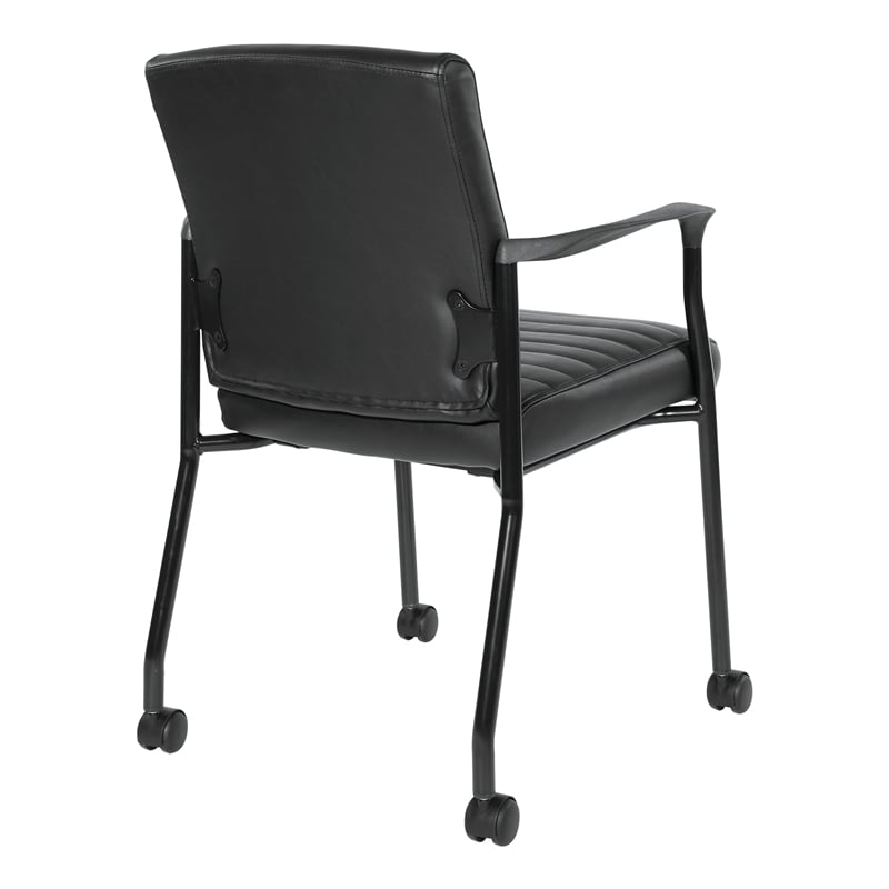 Pemberly Row Guest Chair with Black Faux Leather and Black Frame