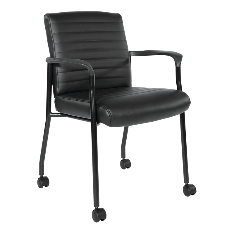 Pemberly Row Guest Chair with Black Faux Leather and Black Frame