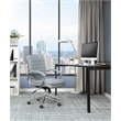 Pemberly Row Mid Back Manager's Faux Leather Chair in Charcoal with Chrome Base