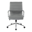 Pemberly Row Mid Back Manager's Faux Leather Chair in Charcoal with Chrome Base
