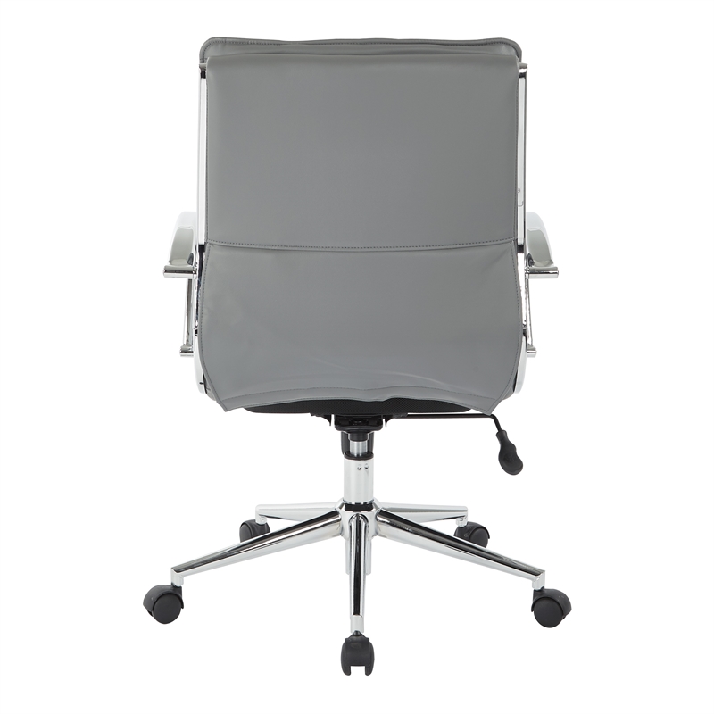 Pemberly Row Mid Back Manager's Faux Leather Chair in Charcoal with Chrome Base
