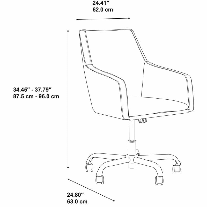 Pemberly Row Modern Mid Back Leather Box Chair in Washed Gray