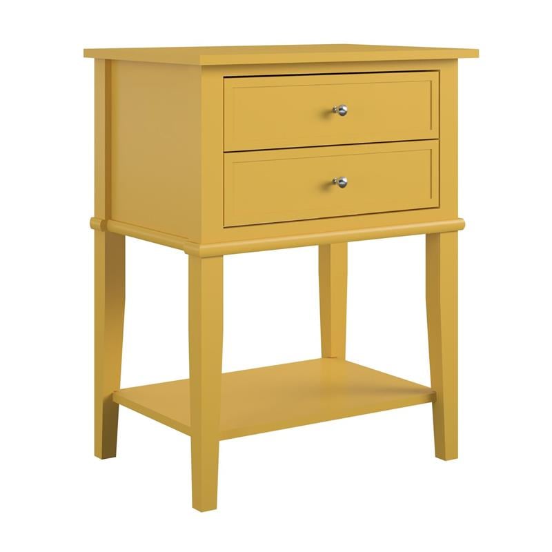 Pemberly Row Modern Accent Table with 2 Drawers in Mustard Yellow