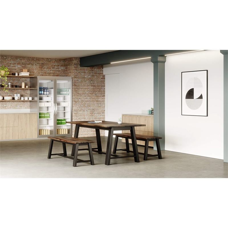 Pemberly Row Contemporary Transitional Dining Bench - Espresso